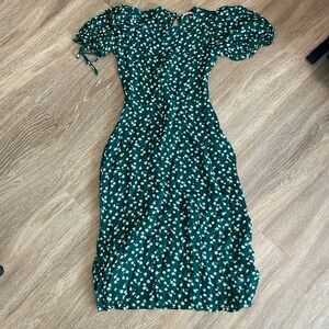 Reformation Green Floral Midi Dress